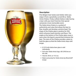 GOLD RIMMED Stella Artois Chalice Beer Glass